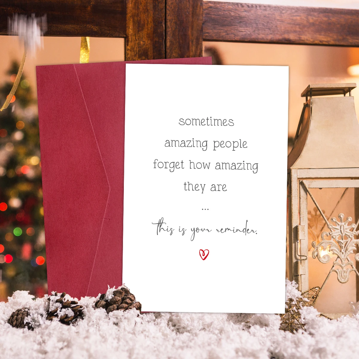 1 Stück ​ Weihnachtsgrußkarte mit Umschlag, inspiriertes Nachrichtendesign für Freunde, Familie, Büro-Feiertagsgeschenke, Austausch, Partygeschenke – Detail 1