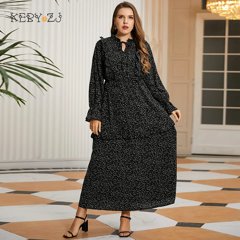 

KEBY ZJ Large Size Party Dress Woman Cheap Chiffon Clothes Elegant Plus Size Long Dress Ladies Office 3XL 4XL Print Maxi Dresses