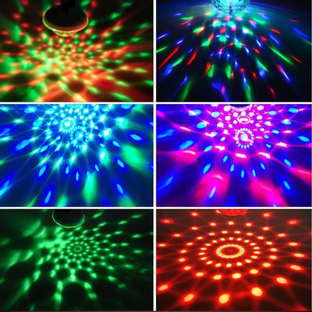 Mini Colorful Car USB Ambient Light DJ RGB Music Sound Ball Laser Light 5V Interface Voice Control LED Magic ball light