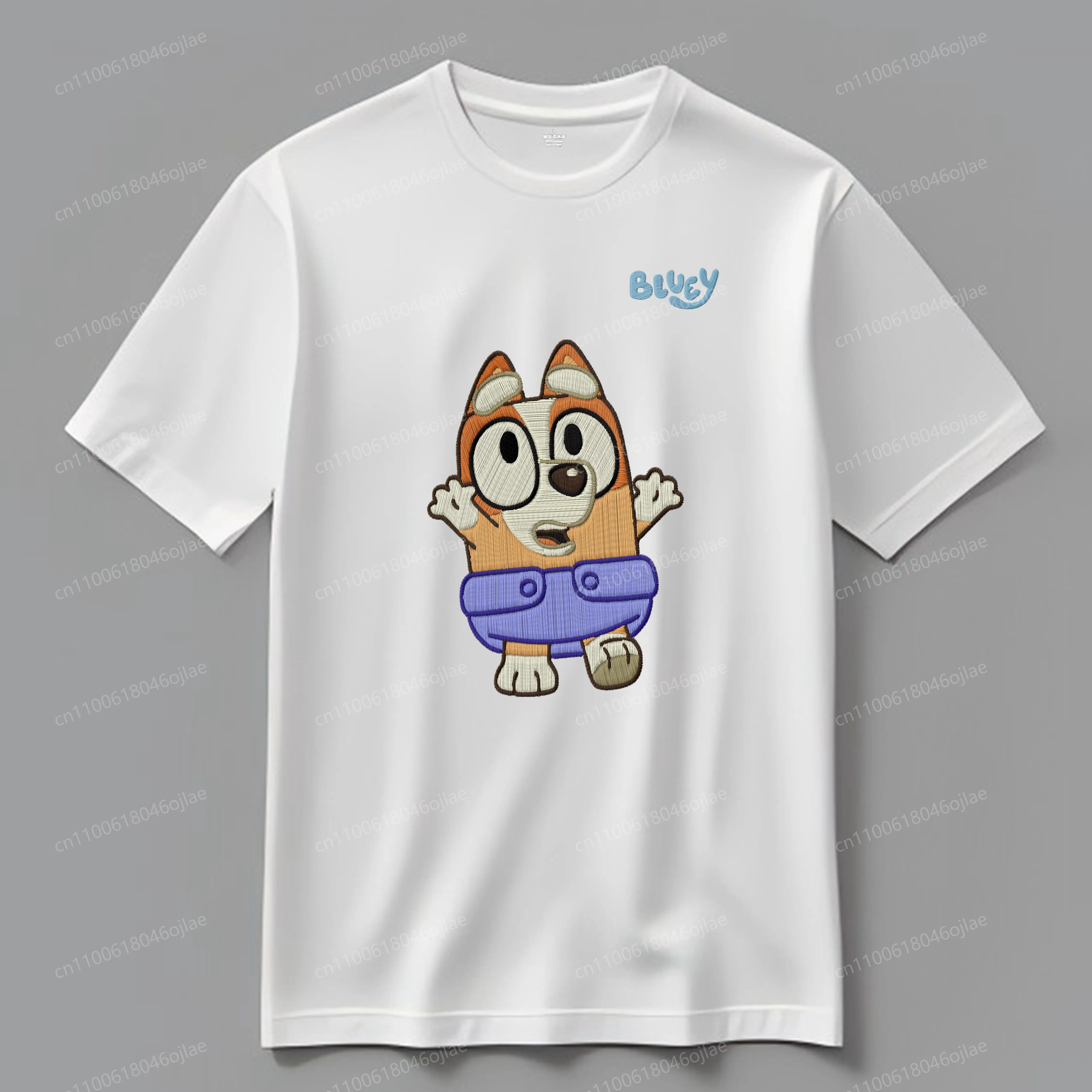 

Embroidery Bluey T Shirt Man Texture Men's Short Sleeve Tee Has a Tactile Sensation T-shirt Unisex Clothing 3D Printing T-shirts