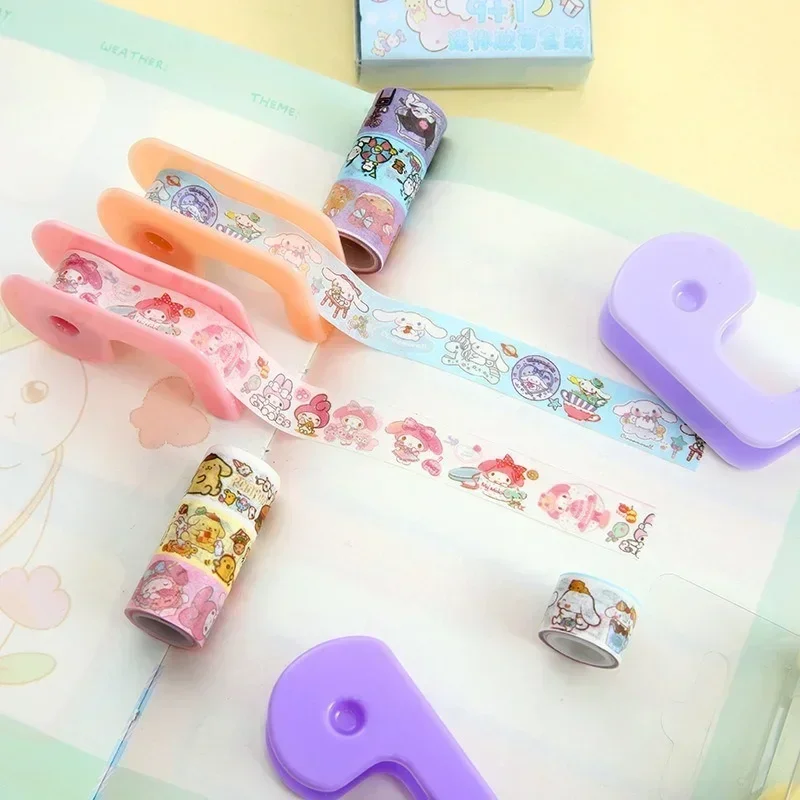 9Roll/set Sanrio Mini Sticker Decoration Adhesive Masking Washi Tape Scrapbooking Journal Collage Material Sticker Gift for Kid