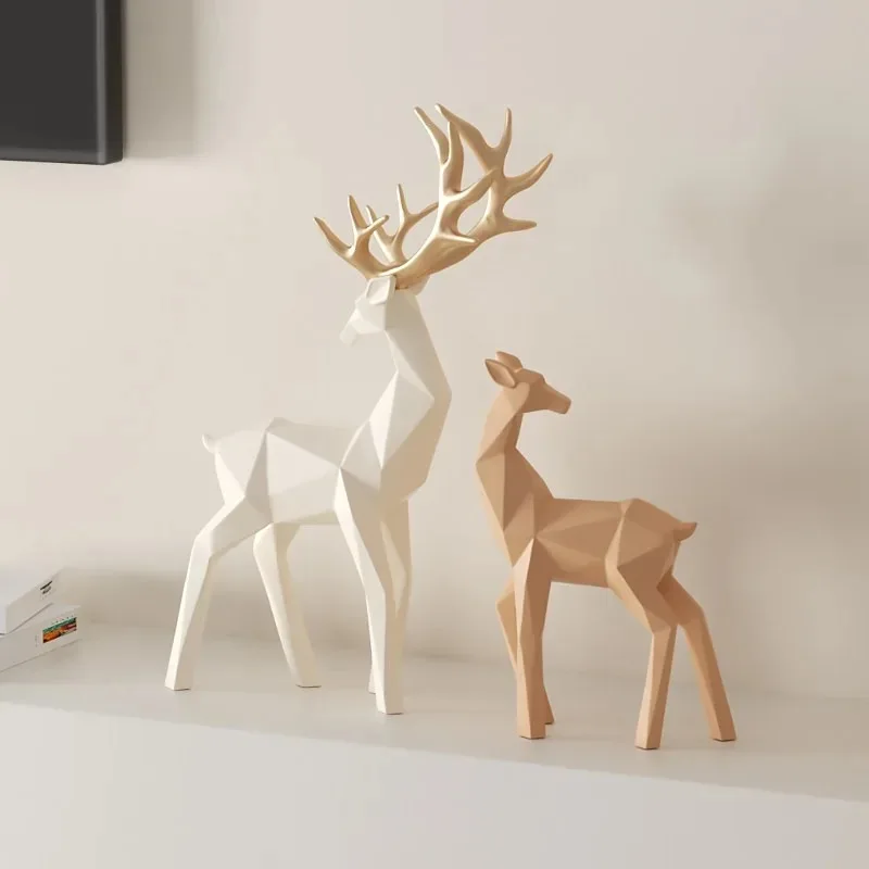 Cream Style Deer Ornament, A Pair of High-end Living Room TV Wine Cabinet Decoration Art Decoration, Housewarming