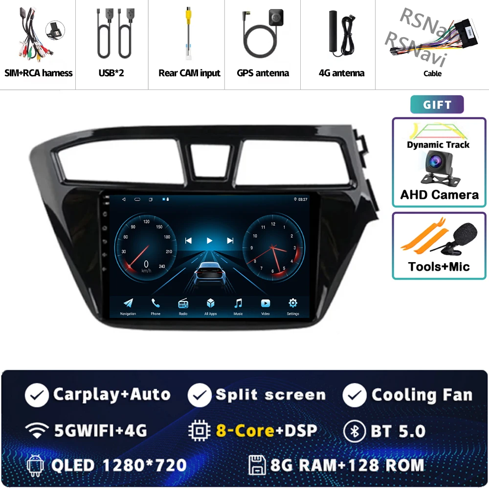 Android 15 wifi + 4G Carplay AUTO Autoradio Voor Hyundai I20 RHD 2015 2016 2017 2018 Navigatie GPS Video speler Stereo Multimedia