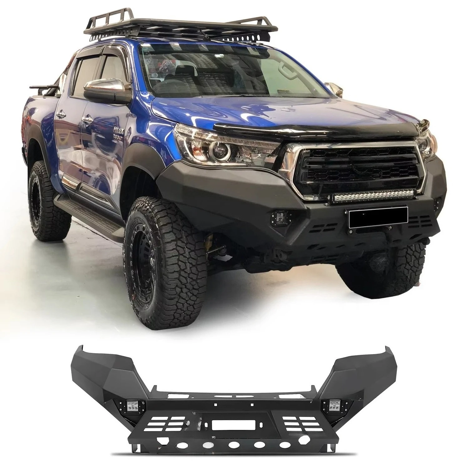 

Exclusive Production for Hilux 4x4 Pickup Truck, Equipped with LED Light Hooks, Bullpen, Steel Front Bumper, and Rear Bumper