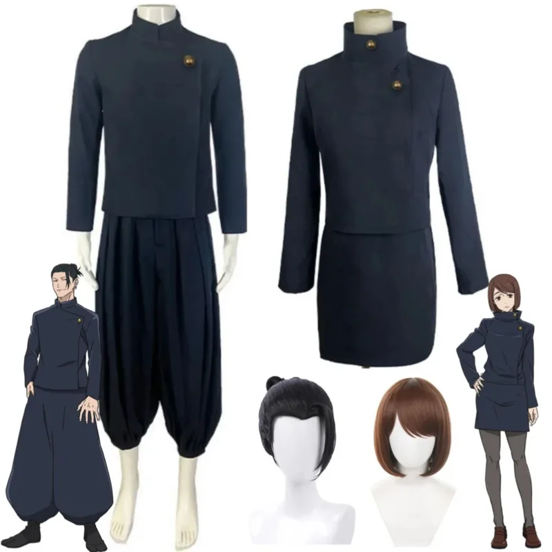 Anime jujutsu Kaisen Geto Suguru Ieiri Shoko cosplay costume wig top pants skirt outfit Halloween blue school uniform suit js217