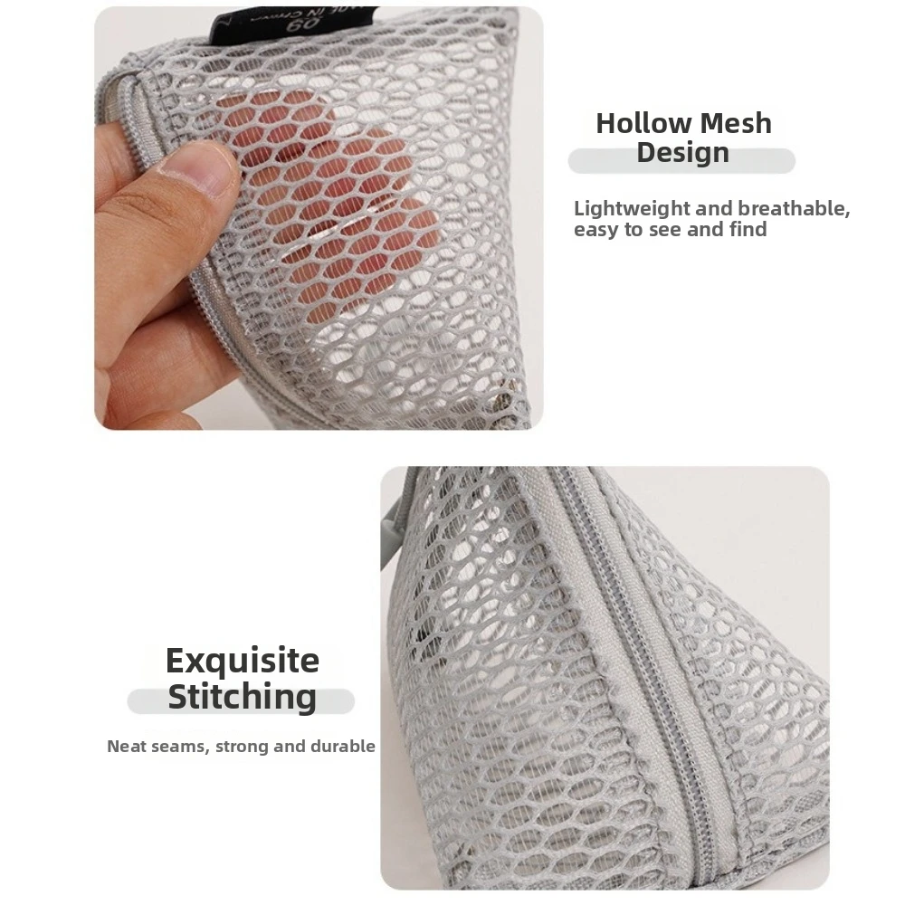 Triangle Design Mesh Bag Zongzi Shape Clear Visible Mesh Storage Pouch Organizer Mini Size Lightweight Mini Coin Purse