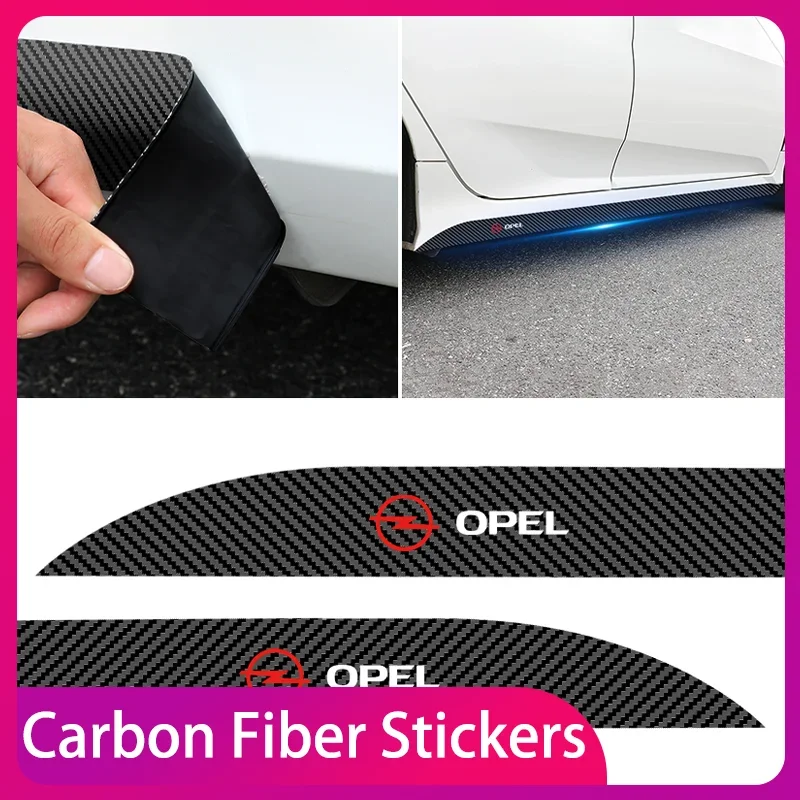 

2pcs Car Logo Carbon Fibre Side Decal Side Skirt Car Stickers Anti Scratch For Opel Astra j Insignia Astra Corsa Zafira b Mokka