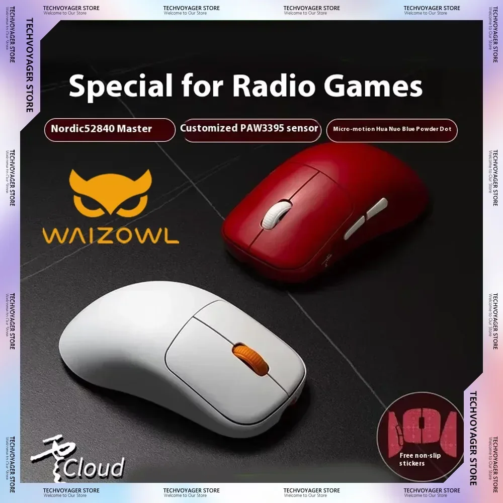 WAIZOWL OGM Cloud Paw3395 Sensor Gaming Mouse Bluetooth Wireless 3-mode Lightweight Custom E-sports Mouse PC Office Gamer Gifts