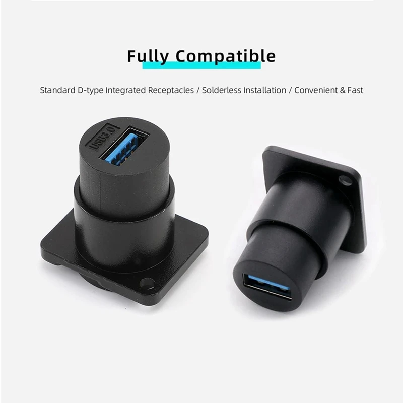 Enchufe USB 3,0 de Metal, conector USB 3,0 hembra a hembra, conector USB 3,0 tipo D, montaje en Panel USB, acoplador de señal sin soldadura