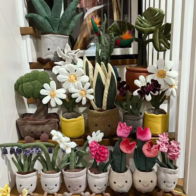 Giocattolo Decorativo JC Plush a Forma di Pianta in Vaso, Girasole e Margherita, Peluche Morbido e Confortevole, Decorazione per la Casa, Regalo Trendy