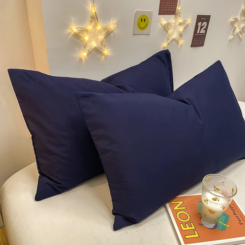 Bonenjoy 2pcs Pillowcase Solid Color Pillow Cover 48x74cm Cushion Cover for Home Bed Pillowslip Rectangle Pillow Cases 베개커버