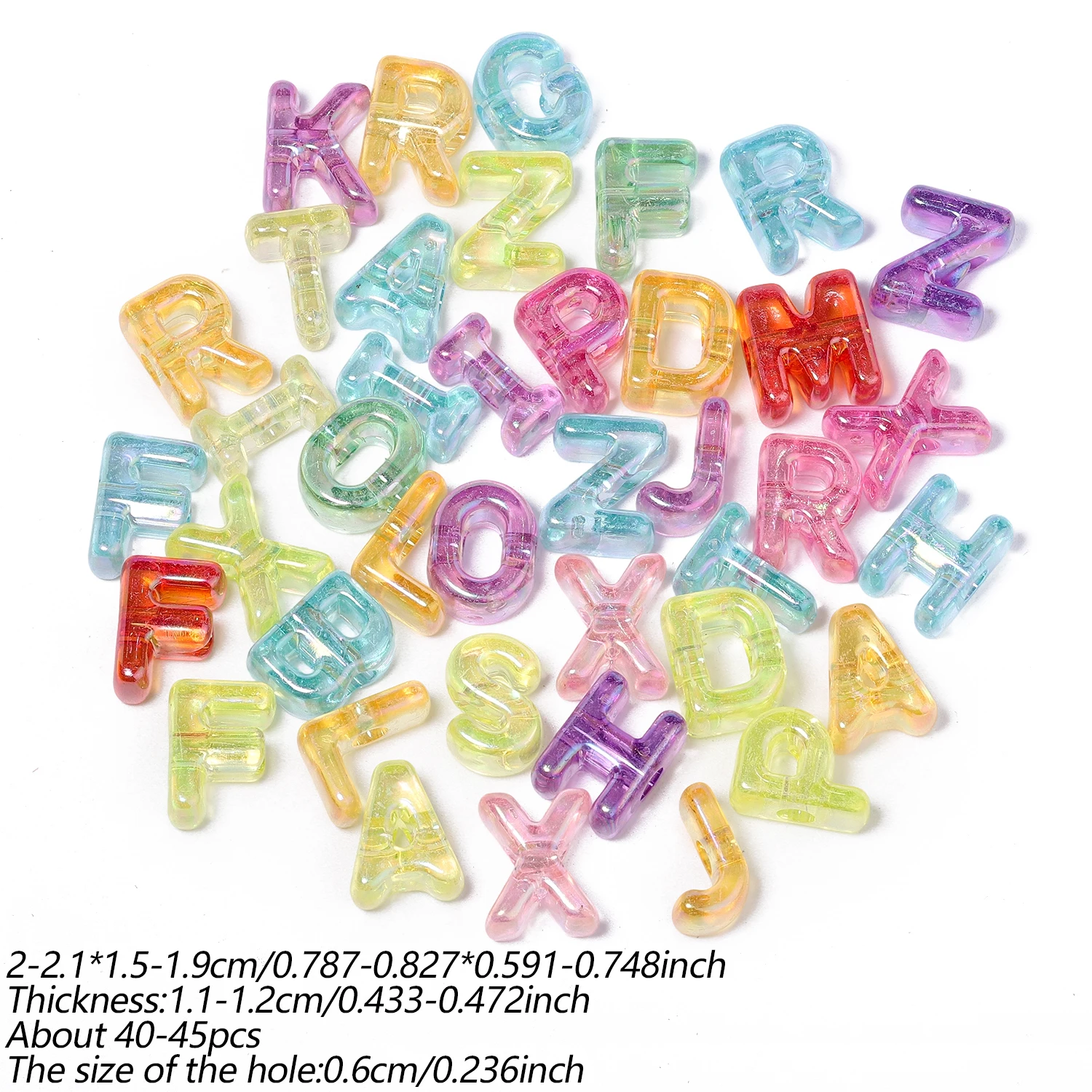 100 g, zufällige Farben, große Lochperlen mit englischen Buchstaben, lose Perlen zum Basteln von Schmuck, Armbändern und Halsketten. – Detail 5