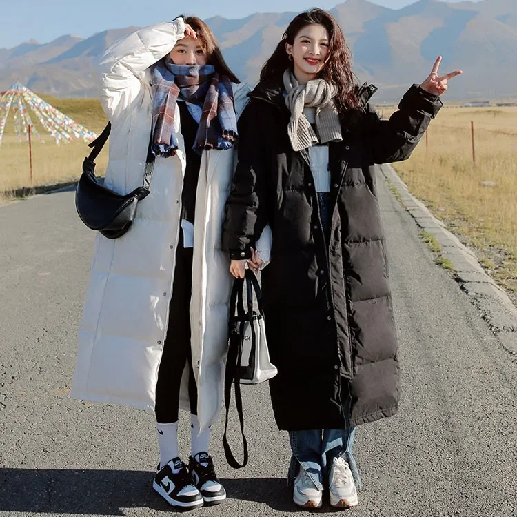 

Новое зимнее толстое удлиненное пальто с хлопковой подкладкой, женское супер длинное свободное теплое пальто с хлопковой подкладкой, пальто Tide