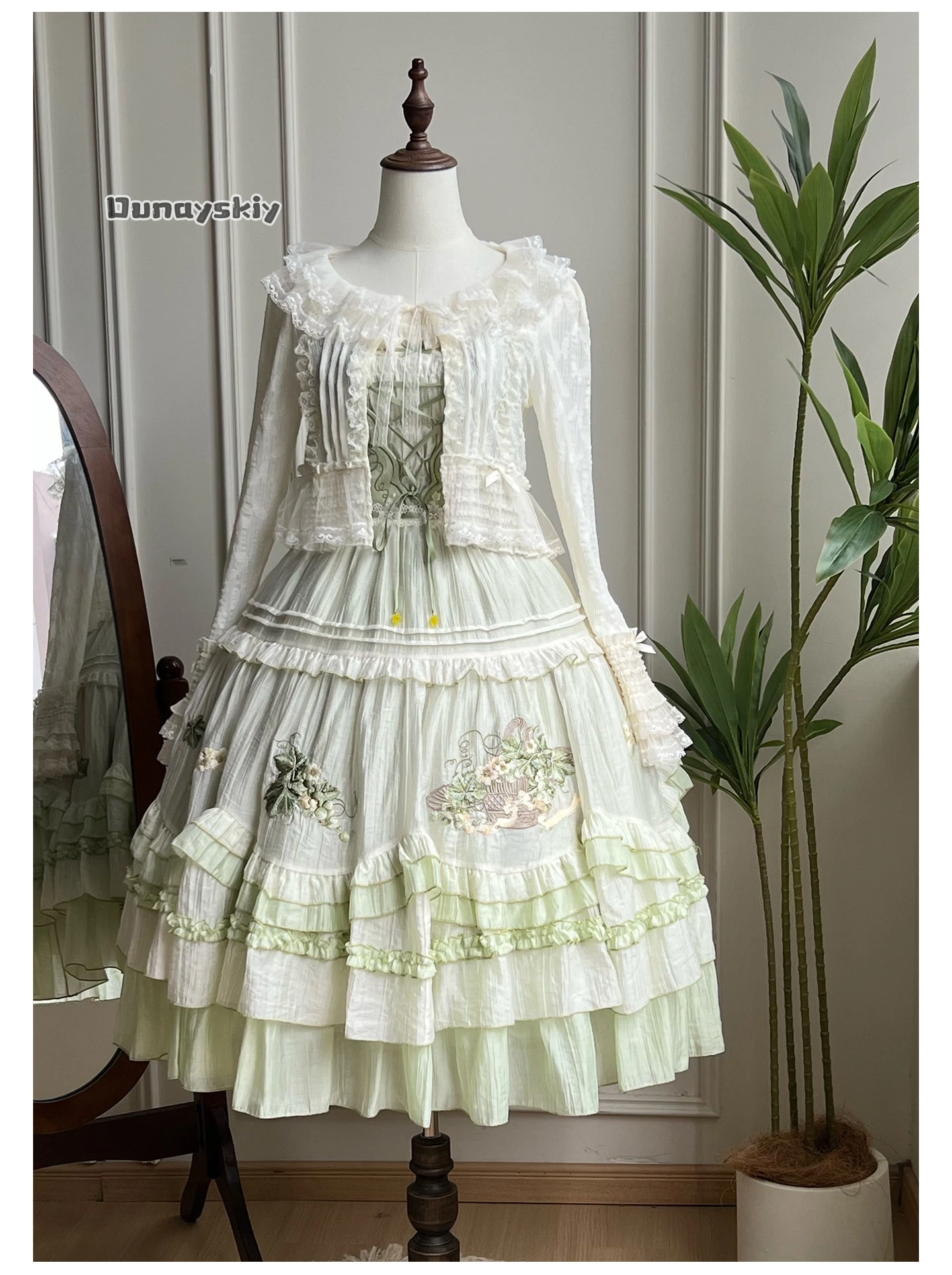 ​​​​​​​​​​​​Rural Style Embroidery Lolita Op Jsk Skirt Accessories Twin Summer Green Grape Dress Jirai Kei Halloween Party​​ view 3
