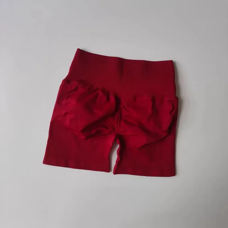 Sommerliche Damen-Yoga-Shorts mit hoher Taille, nahtlos, Po-formend, hochelastisch, atmungsaktiv, für Workout und als Biker-Shorts – Detail 10