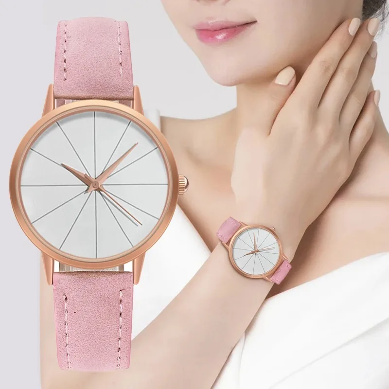 

Casual Women Watch Round Dial Leather Watches Design Simple Quartz Wristwatch Clock Frosted Montre Femme Часы Женские Наручные