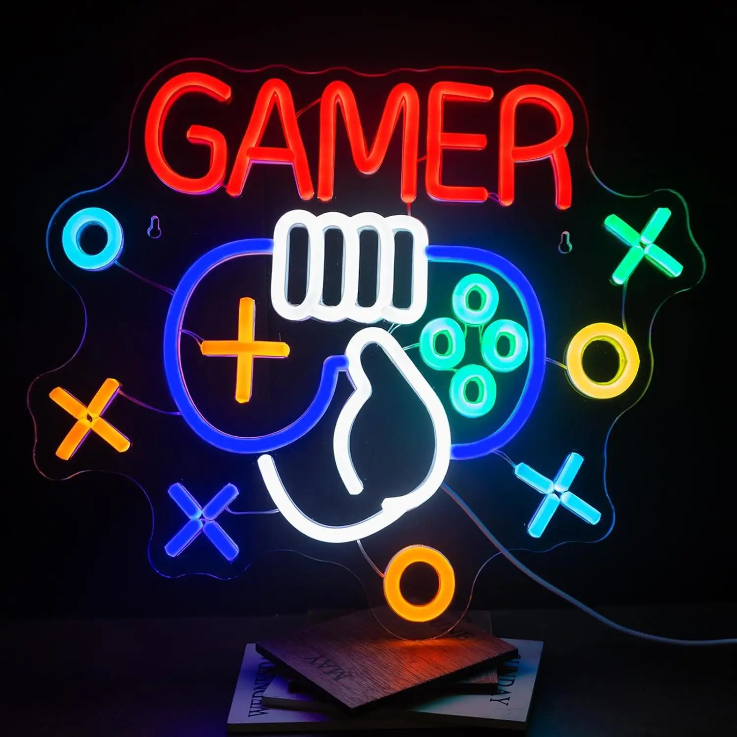 Gamer Neon Sign USB Dimmable LED Light for Teen Kids Boys Room Game Rooms Man Cave Wall Art Decor Gitst for Game Nights