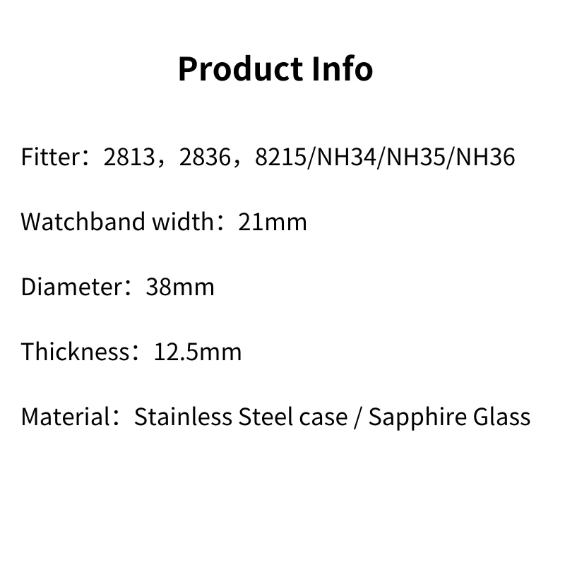 Accessori di ricambio per cassa dell'orologio SANDOZ compatibili con la cassa in acciaio con movimento Miyota NH35 e vetro zaffiro
