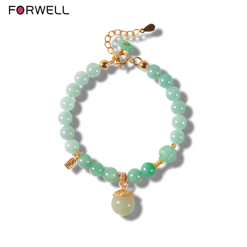 

FORWELL Natural Jadeite String Pendant Bracelet Exquisite Elegant High-Grade Couple Luxury Jewelry for Wedding And Holiday Gift