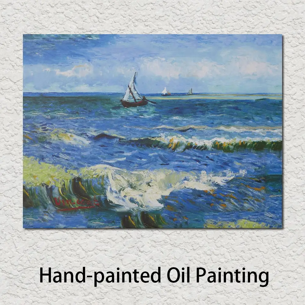 

Textured Canvas Art Seascape At Saintes Maries Van Gogh Oil Painting Hand Painted High Quality Contemporary Living Room Decor