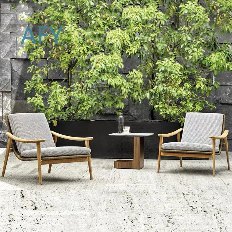 Outdoor Teak Furniture Set for Rain Sun Protection Outdoor Dining Lounge Seating for Hotel Cafe Restaurant Patio Villa