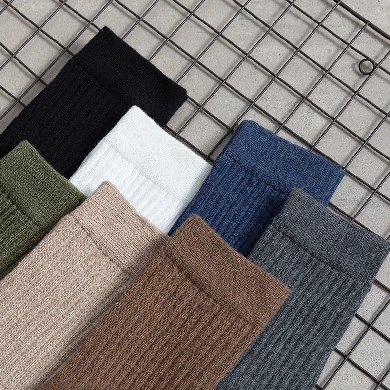 

Мужские хлопковые носки на все сезоны, повседневные однотонные удобные деловые носки в стиле Харадзюку до щиколотки, мягкие Простые Модные носки