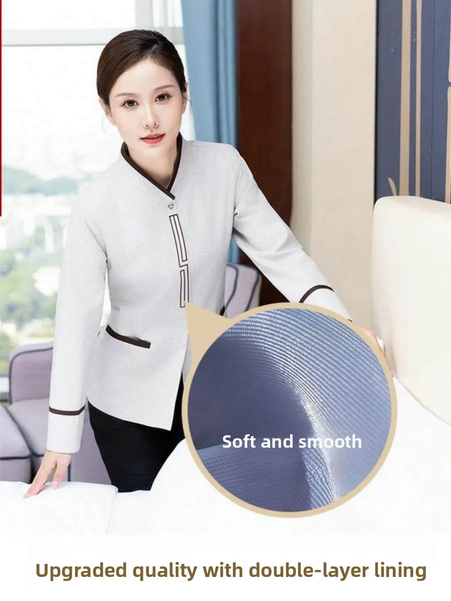 

Униформа для уборщиков с длинными рукавами для мужчин и женщин, прочная рабочая одежда для гостиничных служб, осенне-зимний комплект для уборщиков номеров