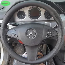 Black Artificial Leather Car Steering Wheel Cover For Mercedes benz C-Class W204 GLK X204 2008-2012
