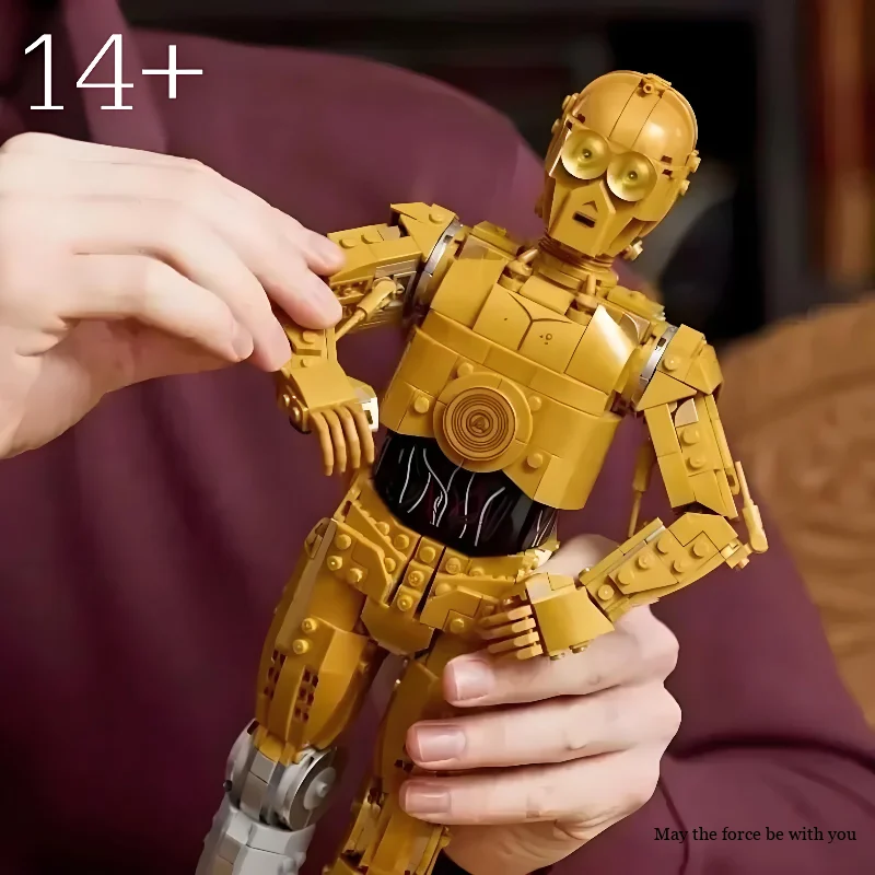 1140 قطعة MOC 75398 حروب الفضاء C-3PO Droid الشكل عمل نموذج اللبنات ديكور المنزل الجمعية ألعاب تعليمية هدية للأطفال