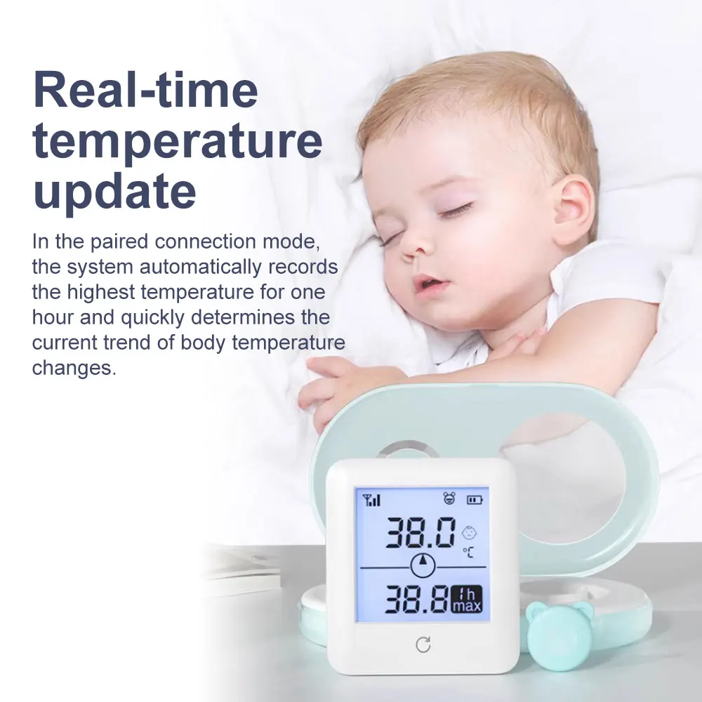 Household Medical Digital Thermometer, for Adults & Baby Digital Thermometer Pad, 24H Real-time Desktop Monitor and APP Tracking