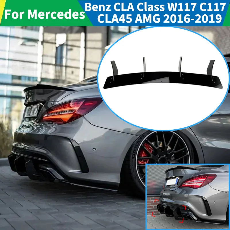 

Для Mercedes Benz CLA Class W117 C117 CLA45 AMG 2016-2019 автомобильный задний бампер, диффузор, нижний спойлер, сплиттер, автомобильная тюнинг