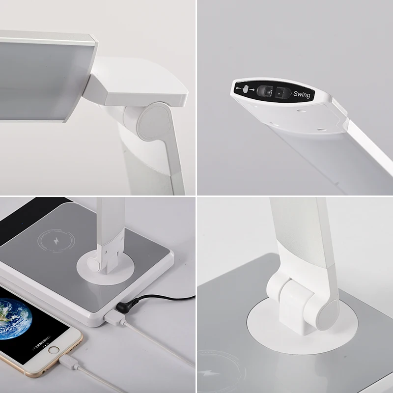 Imagem -06 - Sensor de Varredura Mão qi Wireless Charging Table Lamp Led Desk Light com Carregador sem Fio Cct Brilho Ajustável Auto Timer