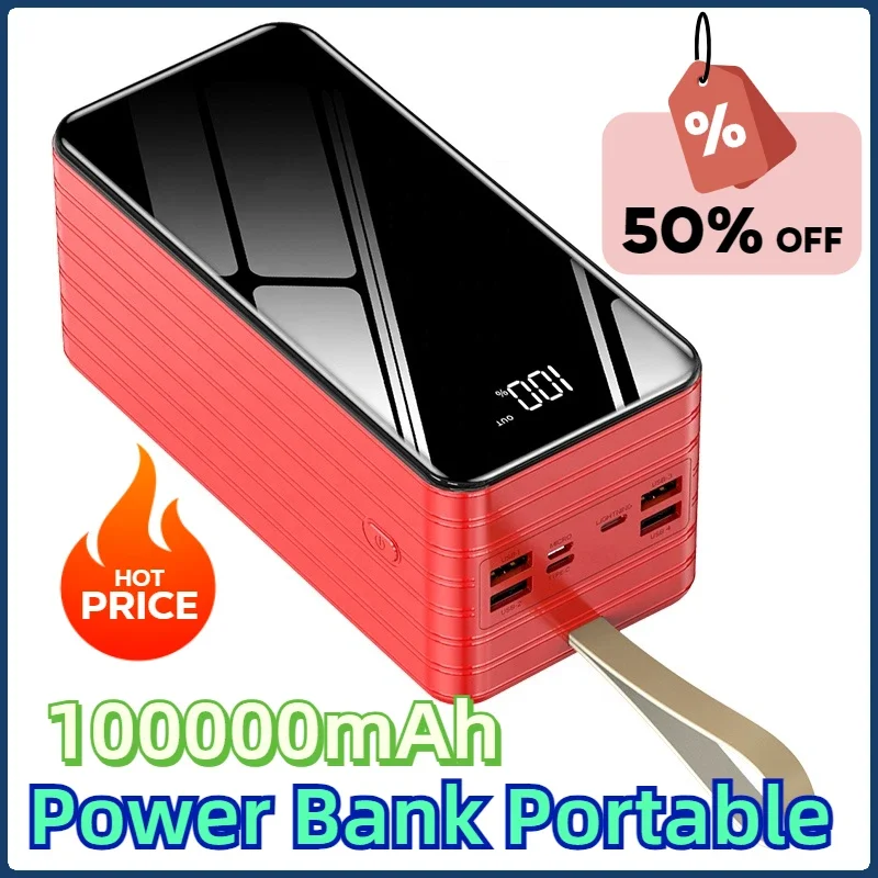 100000mAh Power Bank Portable For All Mobile Phone Large Capacity Power Banks
