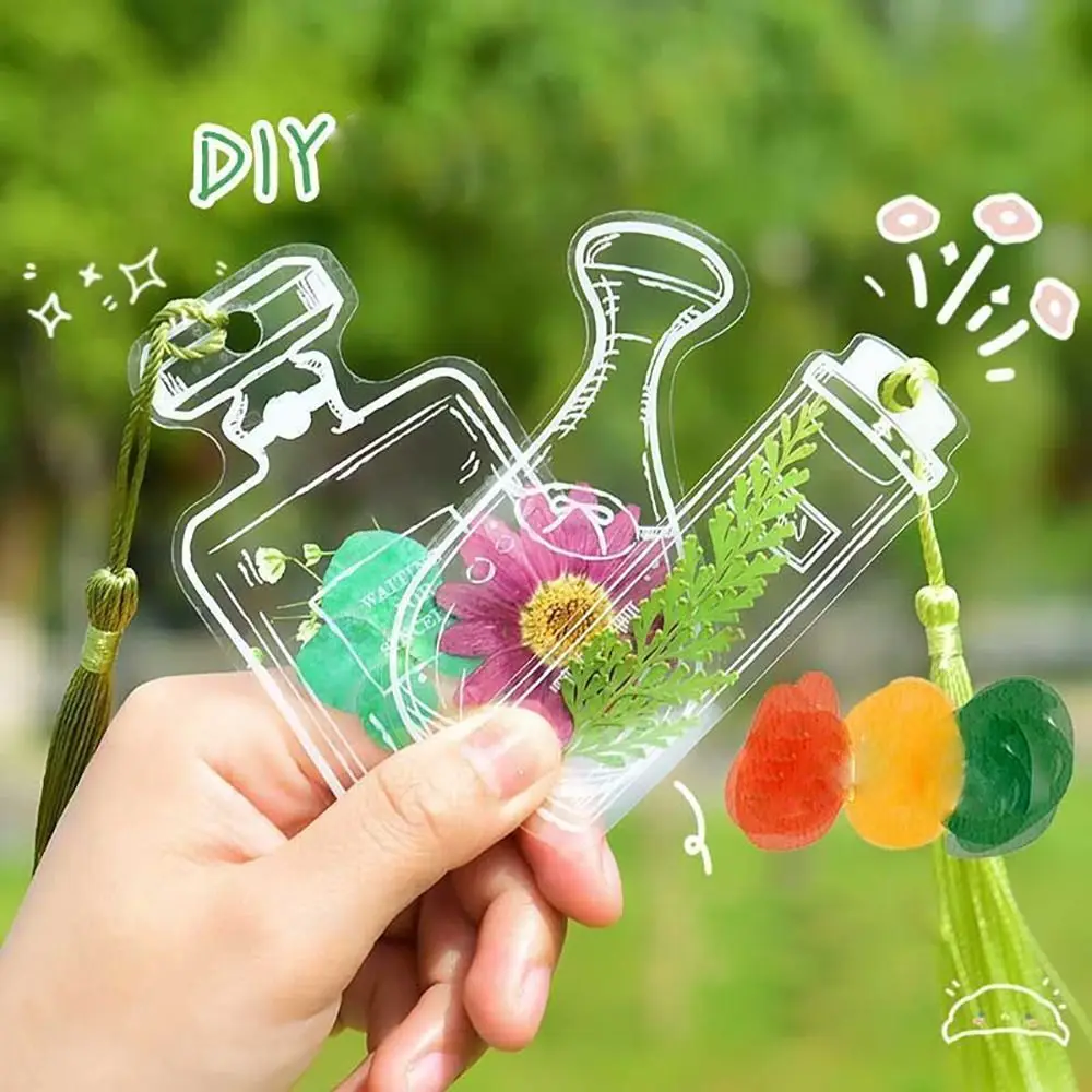 Marque-page en forme de verrerie, autocollants, fabricant de signets, fleur de Murcia, herbier, transparent, bricolage