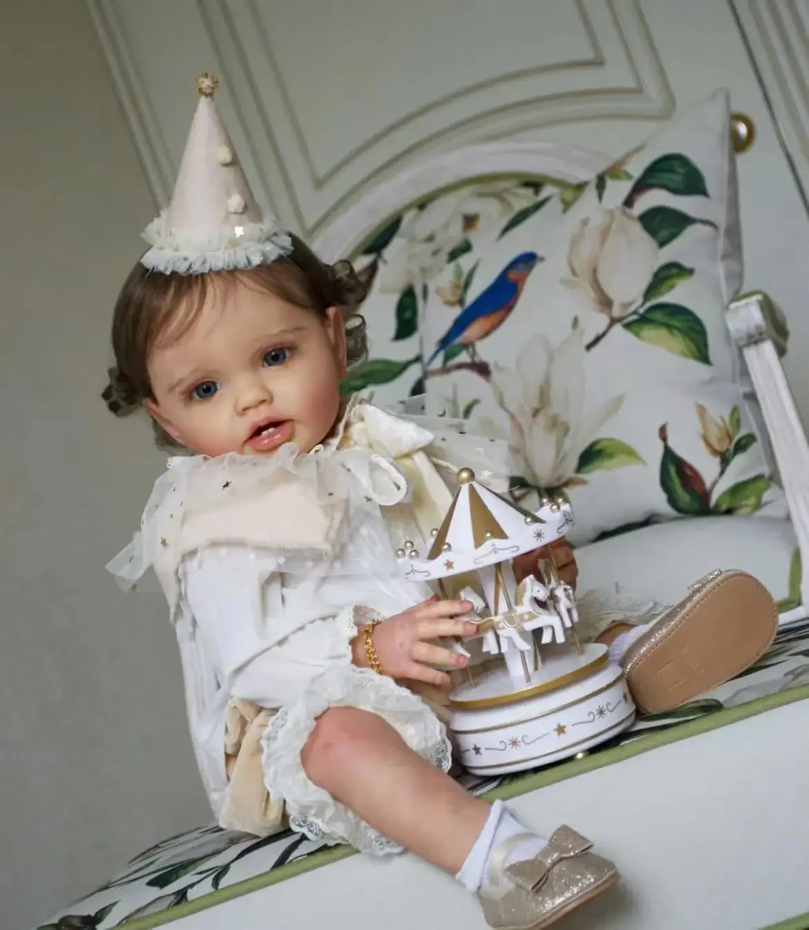 58cm/24inch Reborn Baby Doll Lottie Hand-Rooted Hair 3D Skin With Beautiful Different Dress Already Finished Christmas Gift