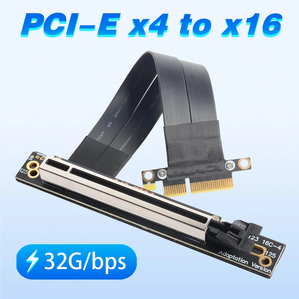 

Riser PCI Express PCI-E PCI-E 3.0 x4 to x16 Extender Extension Cable Riser Card 0.1-1M- 90 Degree PCI-E 16X Slot