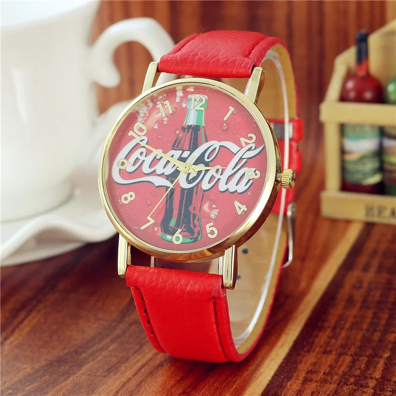 Coke Watches Fashion Wear Coca Creative Leather &Alloy Canvas Clothing Accessory Unisex Quartz Watch Gift Lovely Gift