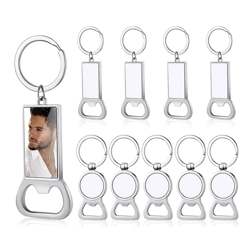 40 Pcs Sublimation Blank Keychains Sublimation Metal Bottle Opener Blank Key Ring Aluminum Heat Transfer Keychain