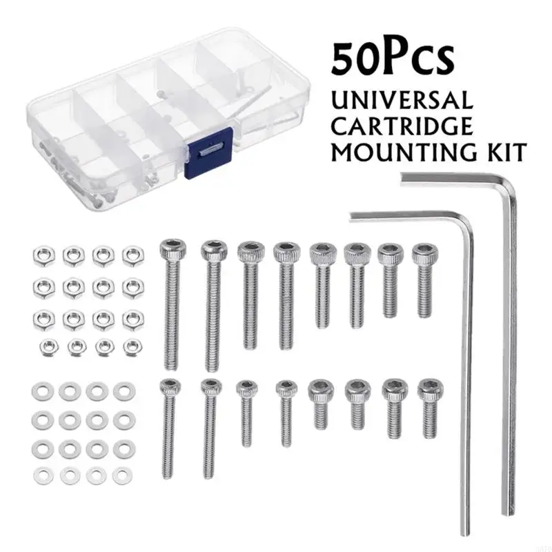 367D Headshell Cartridge Mounting Kit Stainless Steel Bolts Hex Socket for Head Screws Nuts Set with Mixed Boxed for Househol