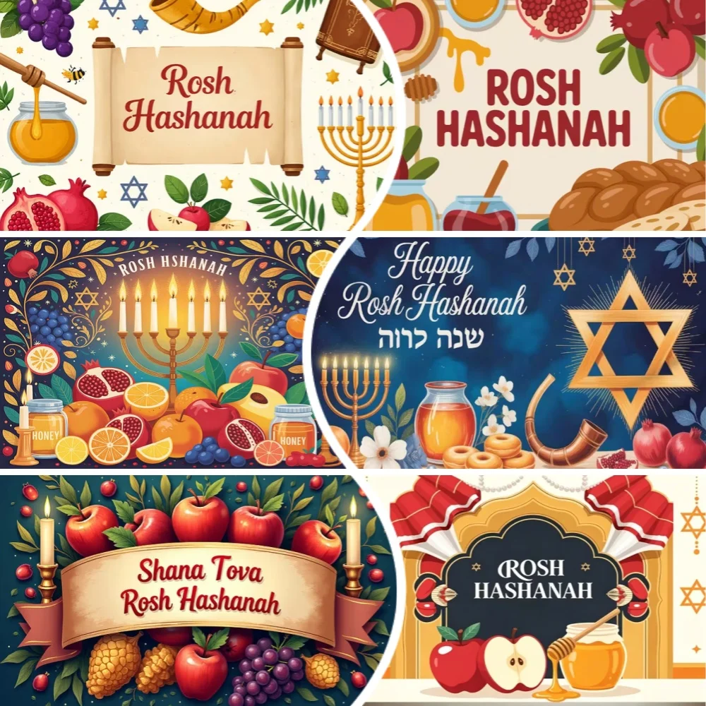 

Rosh Hashanah Party Decoration Background Shana Tova Jewish New Year Photography Backdrop Gathering Photo Booth Studio Banner
