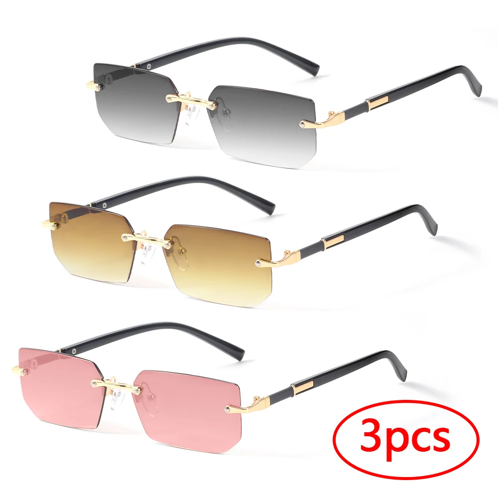 CRIXALIS 3-teilige rechteckige Sonnenbrille für Damen und Herren, Y2K, Fahren, Reisen, trendige Mode-Sonnenbrille, antireflektierend, UV400