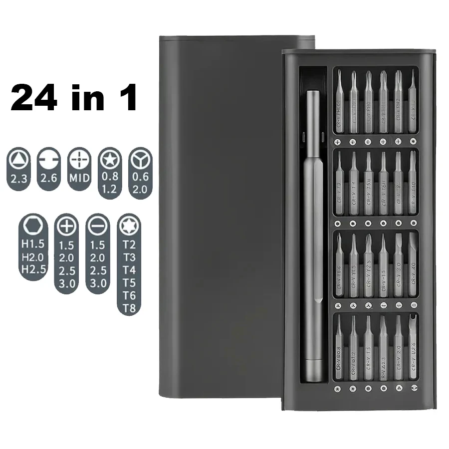 精密磁気ドライバーセット,ミニツールケース,スマートホーム,コンピューター,電話修理,24 in 1