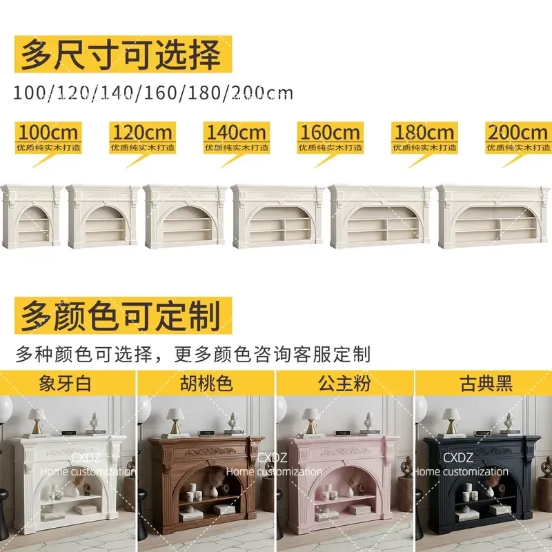 Pure Solid Wood Fireplace Cabinet for Living Room European Style Decorative Wall Unit Corridor Entrance Storage Locker