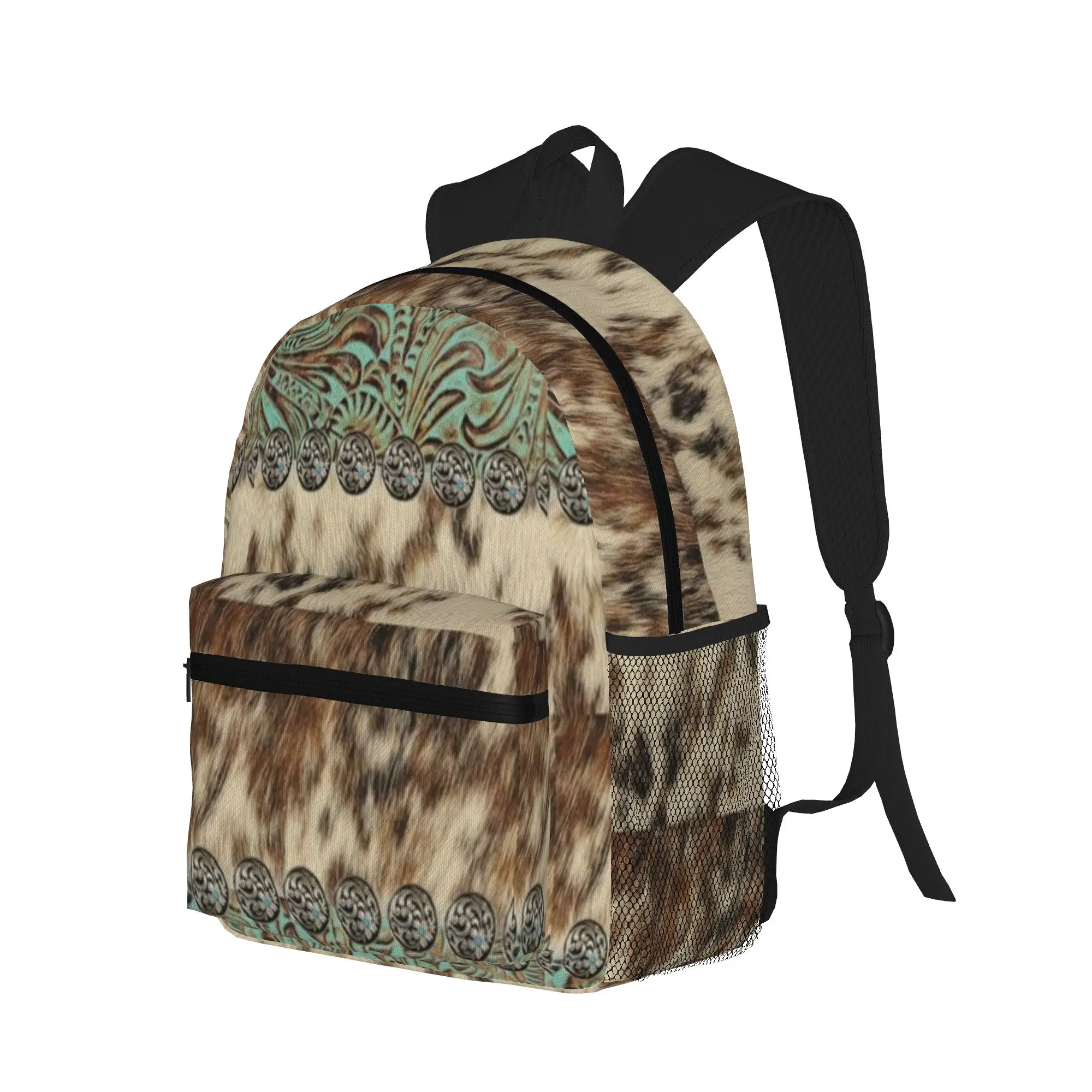 Rustic brown beige teal western country cowboy fashion  Casual Backpack for Students and Adults Backpacks