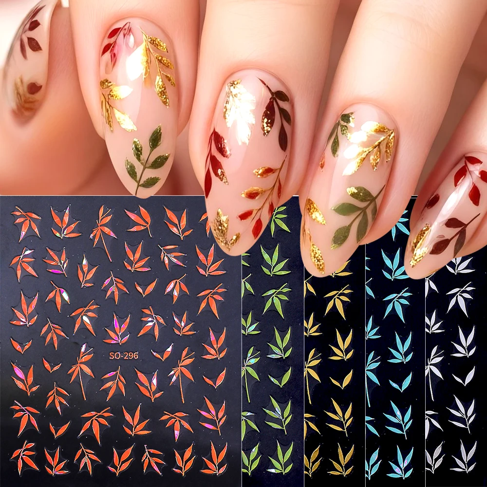 5 teile/satz 3D Herbst Winter Nail art Aufkleber Einfache Blätter Aufkleber Für Thanksgiving Day Maniküre DIY Nail art Dekoration Lieferungen