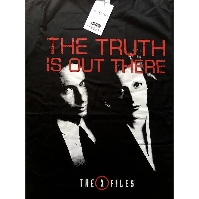 X-Files - The Truth Is Out There - T-Shirt - Mens Black Sci-Fi Oversized Cotton T-Shirt