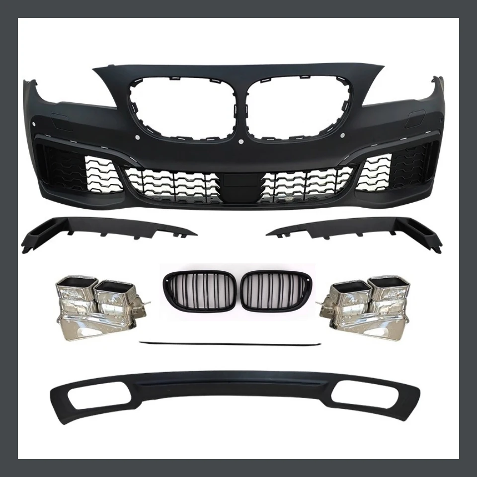 

Body Kit for BMW 7 Series F01 F02 730 09-15 Upgraded to M760 Style Front Bumper Grille Assembly Rear Lip Tail Throat