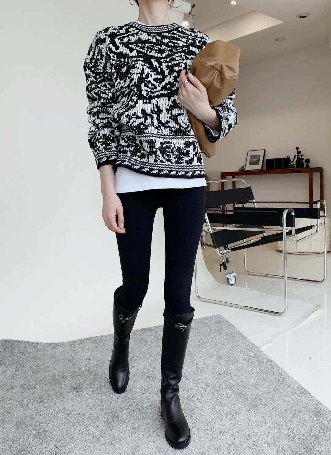 Autumn Winter New Sle Women's Knitted Sweater Warm Woolen Overhead Floral Printing 3D Emed Double Color Design Commute ...