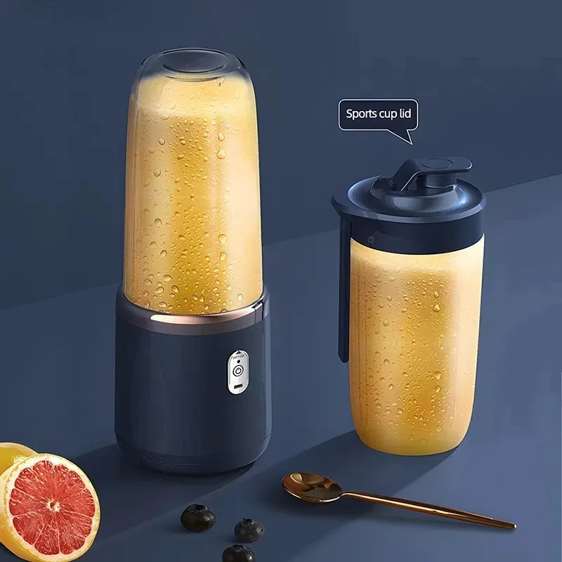 Licuadora Portátil Multifuncional de Doble Vaso con USB, Exprimidor Eléctrico de Frutas, Vaso para Hacer Jugos, Batidos y Smoothies