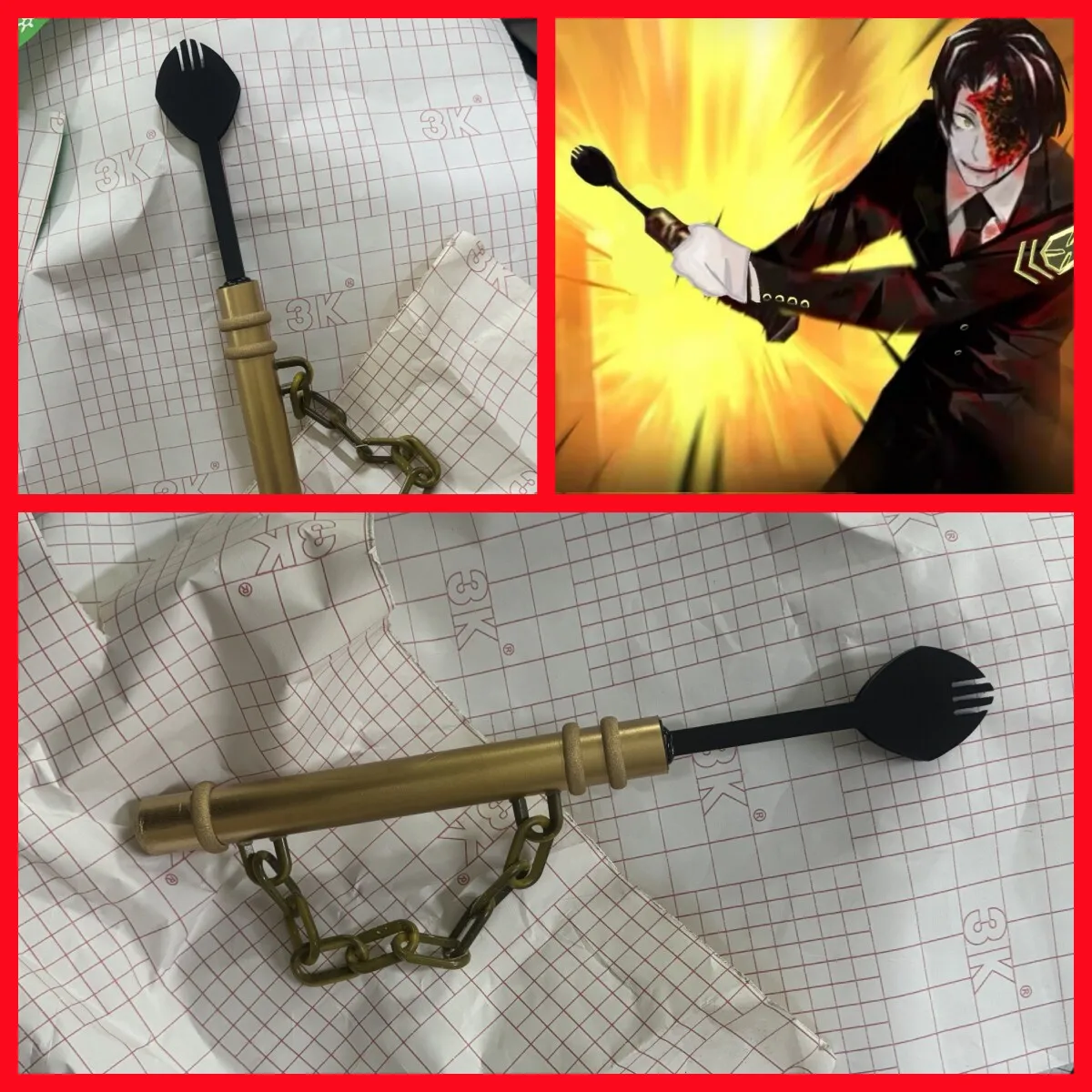 Adereços de Cosplay Anime Limbus Company: Garfo e Colher do Index Father's Blade em PLA, Destacáveis, para Festa de Halloween e Carnaval Masculina